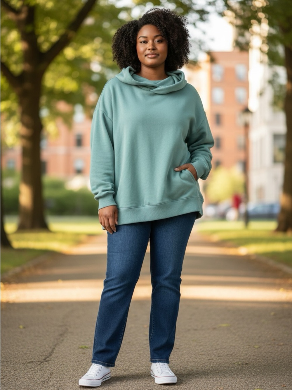 Women’s Cozy Sage Green Pullover Hoodie Sweatshirt